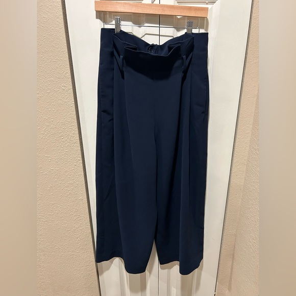 COS Wide Leg Pleated High Waist Navy Pants , size 10 - Picture 3 of 5